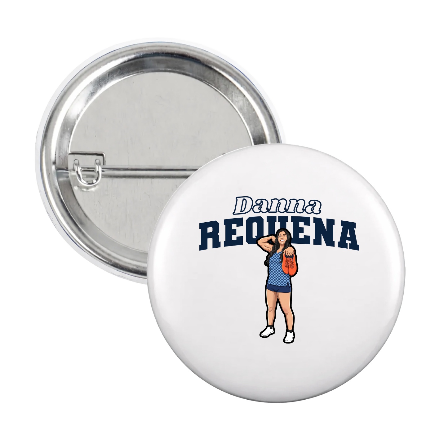 Game Day Button — Name Arch in White