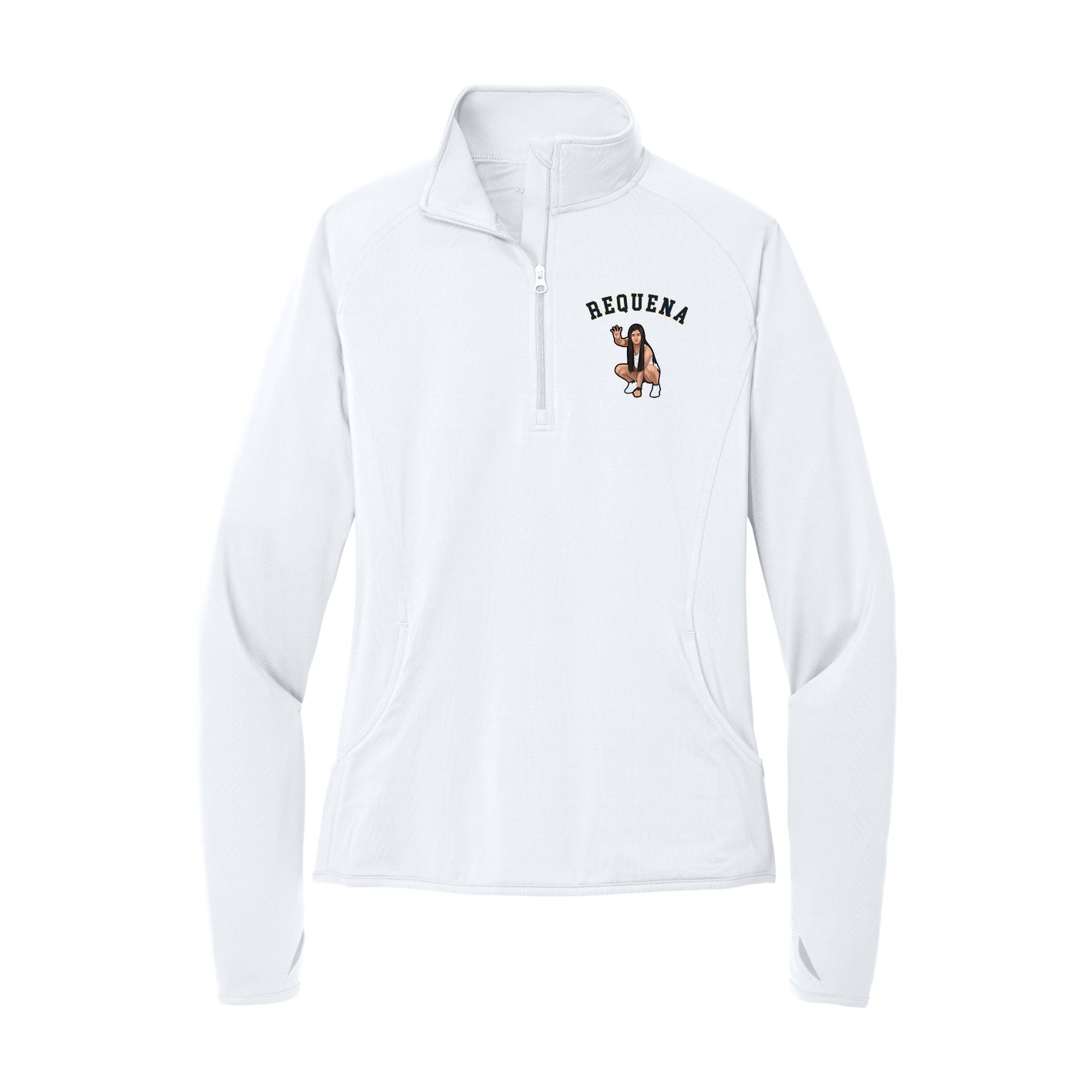 Women's Q-Zip Pullover — Shirsey Arch in White