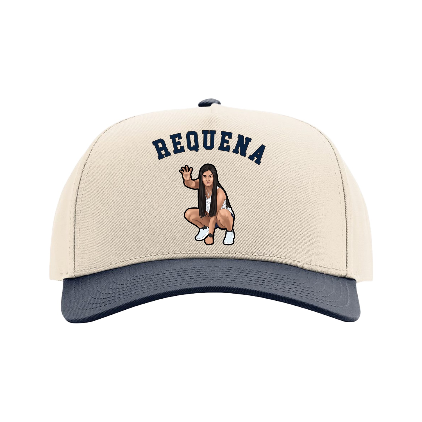 Full Fabric Five-Panel Champ Cap — Shirsey Arch in Cream/Navy