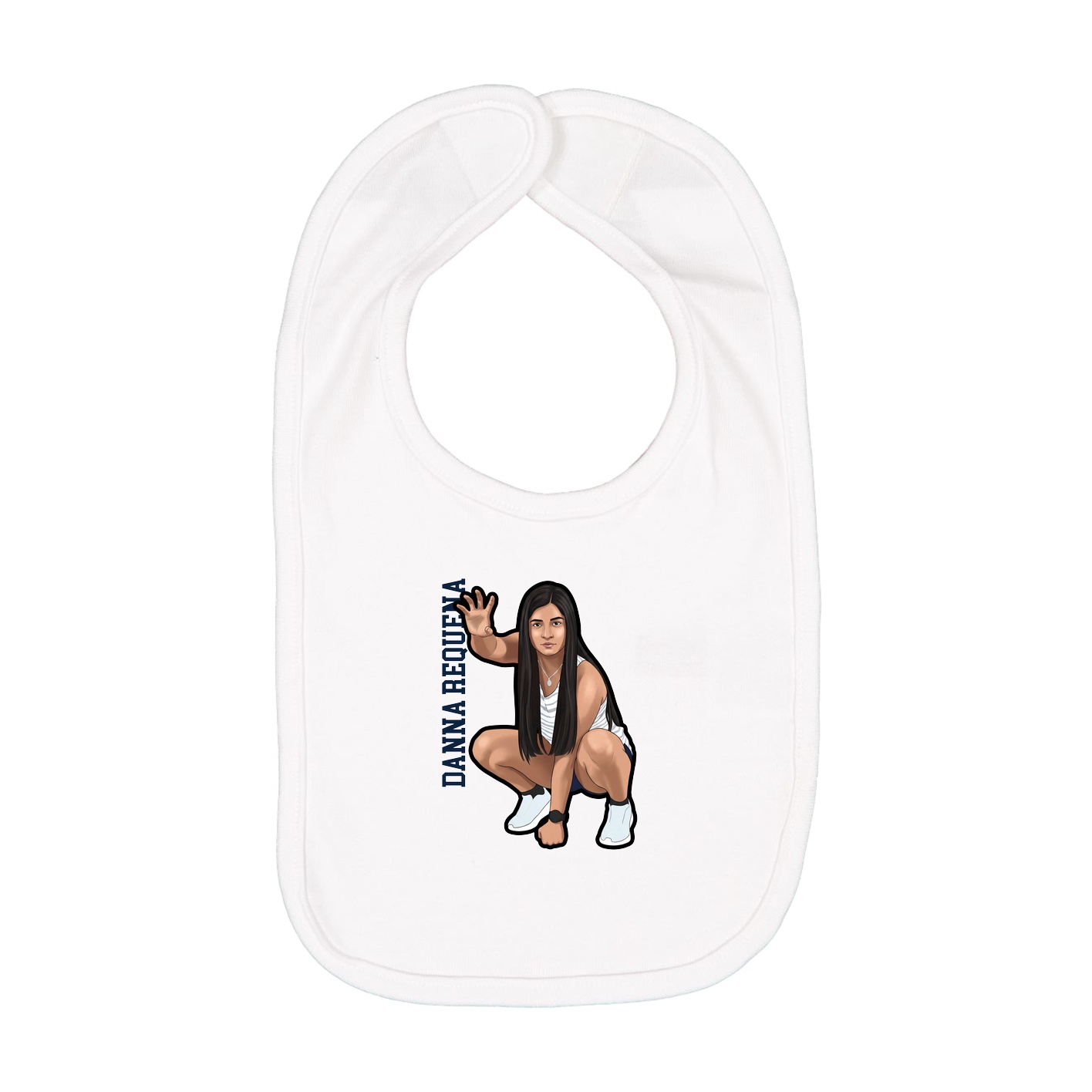 Infant Bib — Name Vertical in White