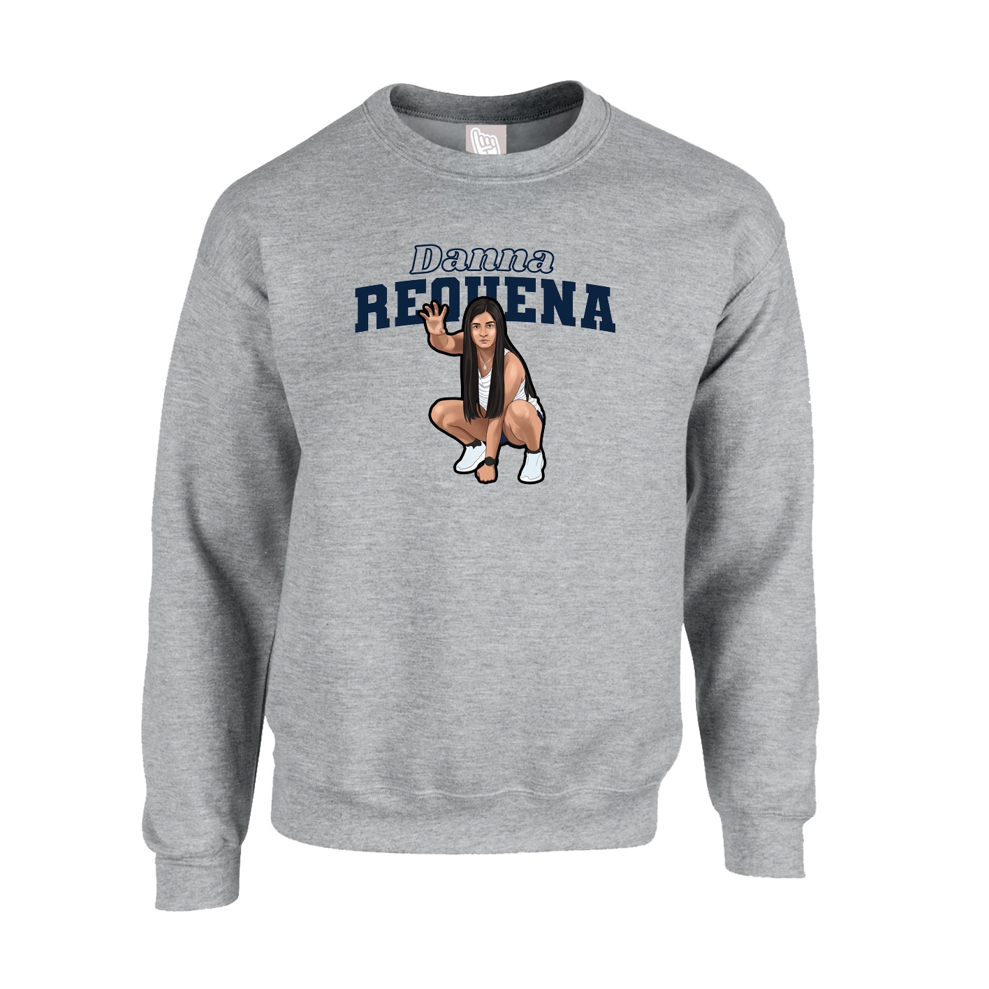 Fleece Crew — Name Arch in Grey