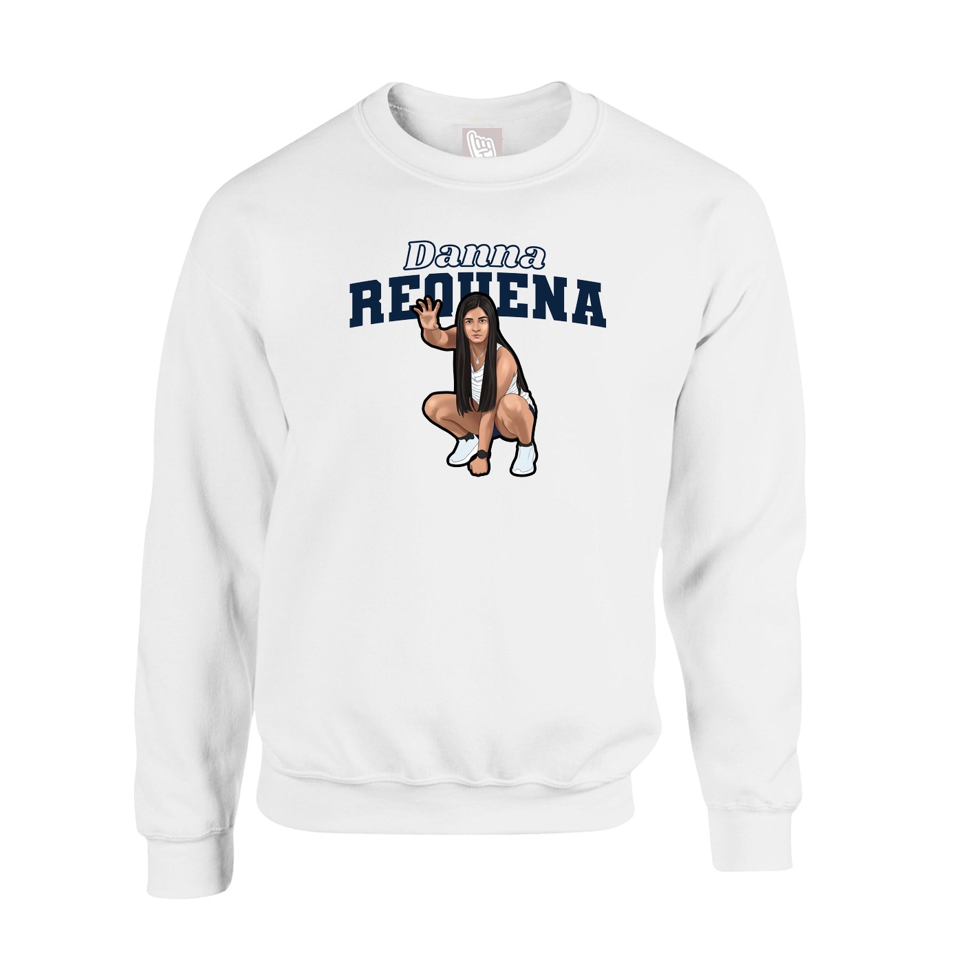 Fleece Crew — Name Arch in White