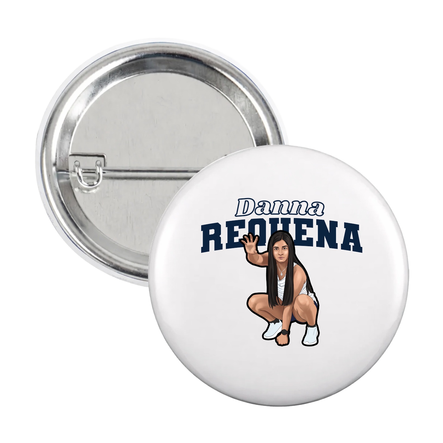 Game Day Button — Name Arch in White