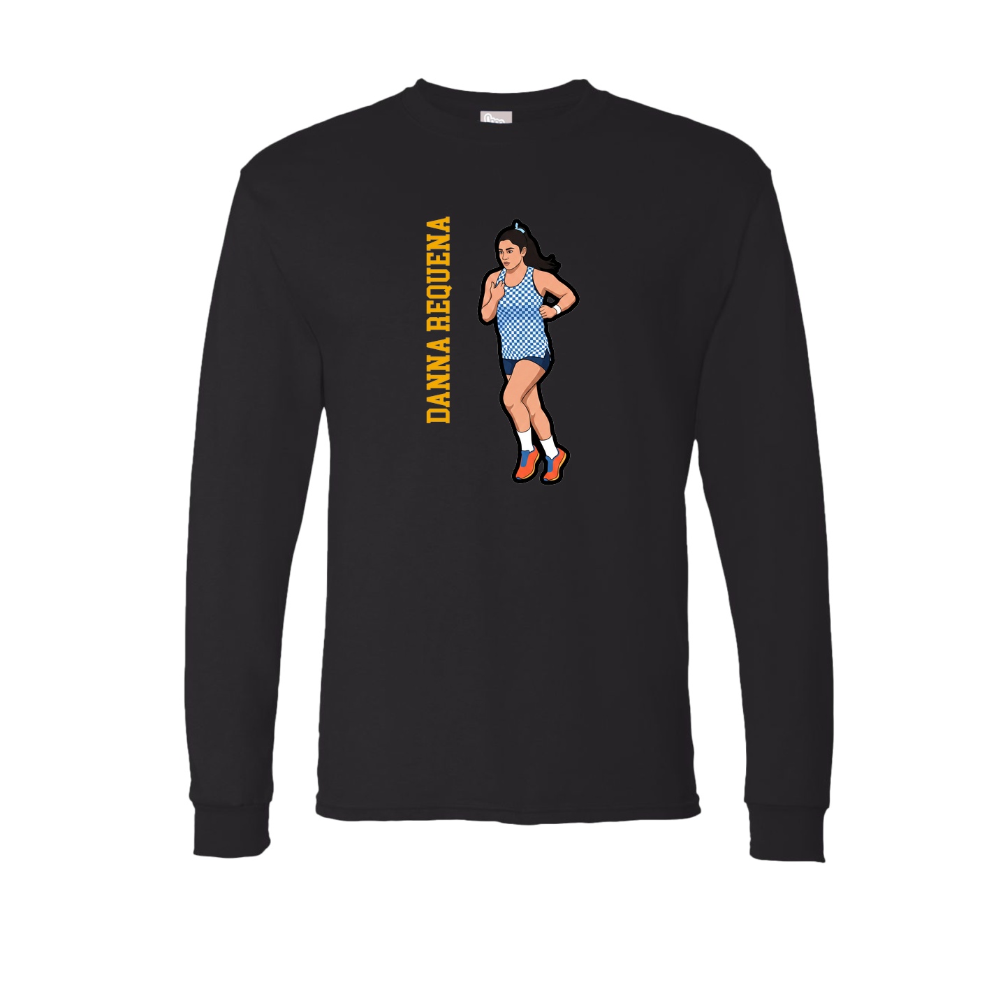 Long Sleeve Tee — Name Vertical in Black
