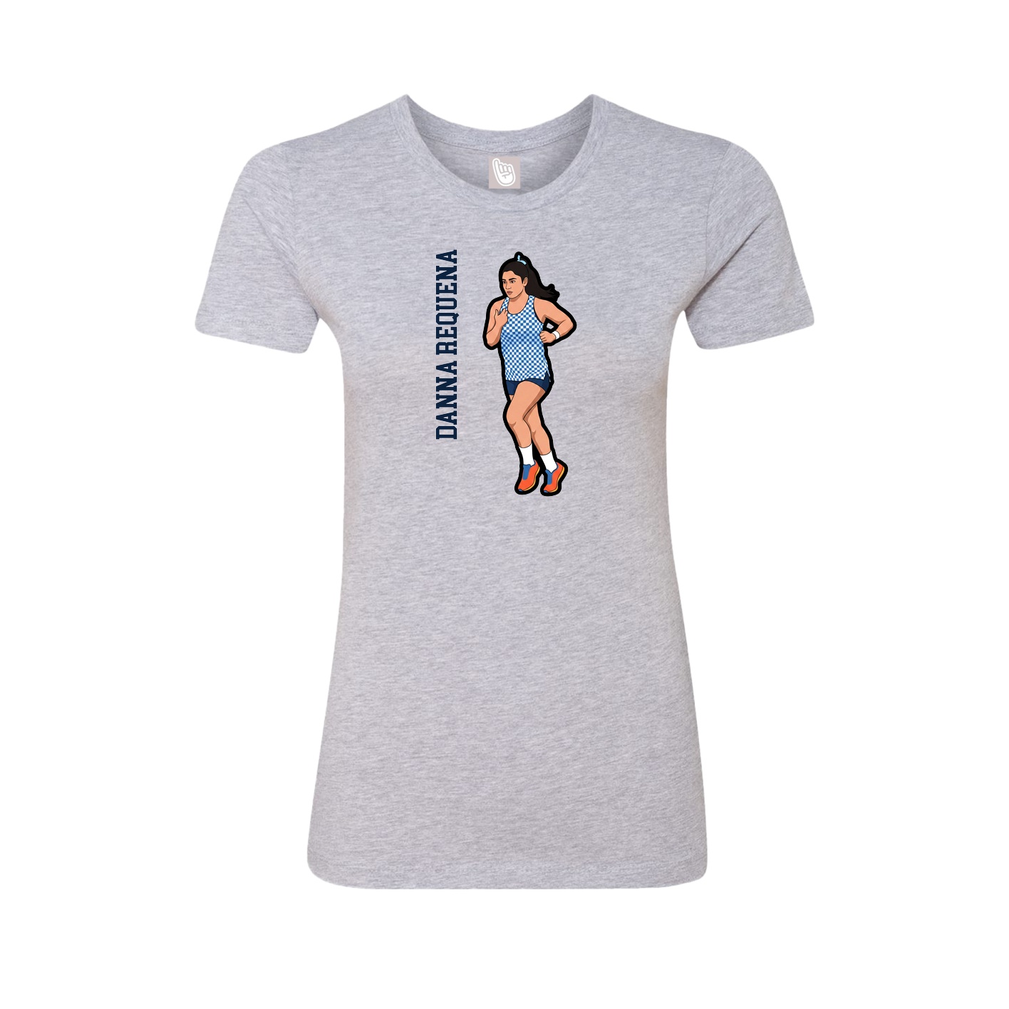 Womens Tee — Name Vertical in Grey