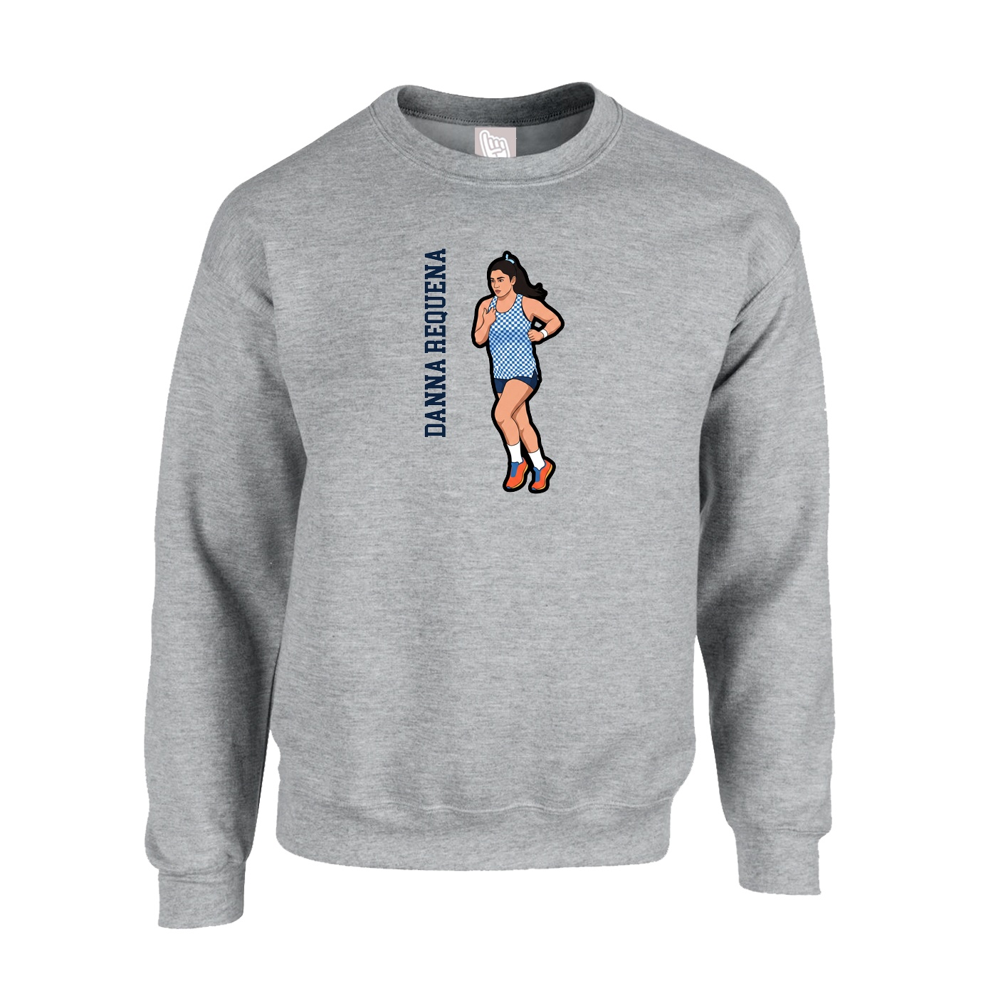 Fleece Crew — Name Vertical in Grey