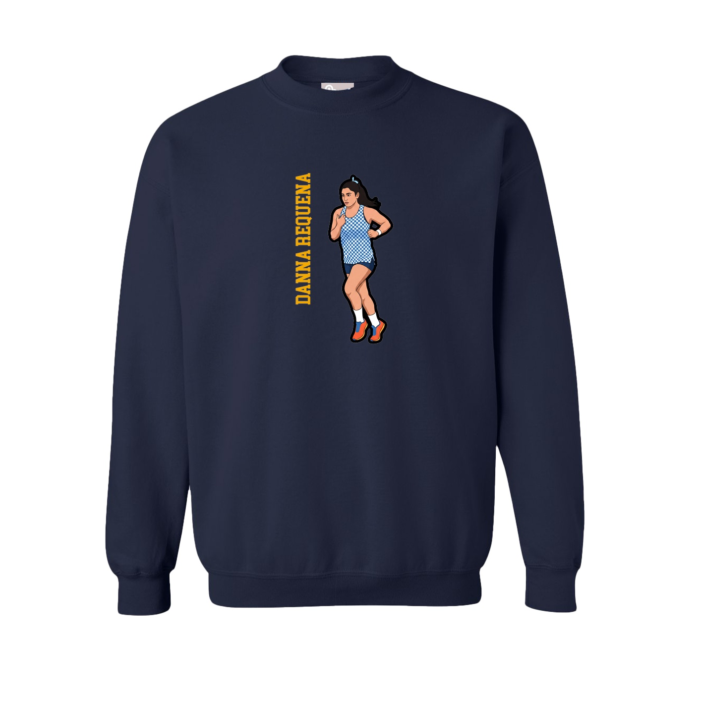Fleece Crew — Name Vertical in Navy