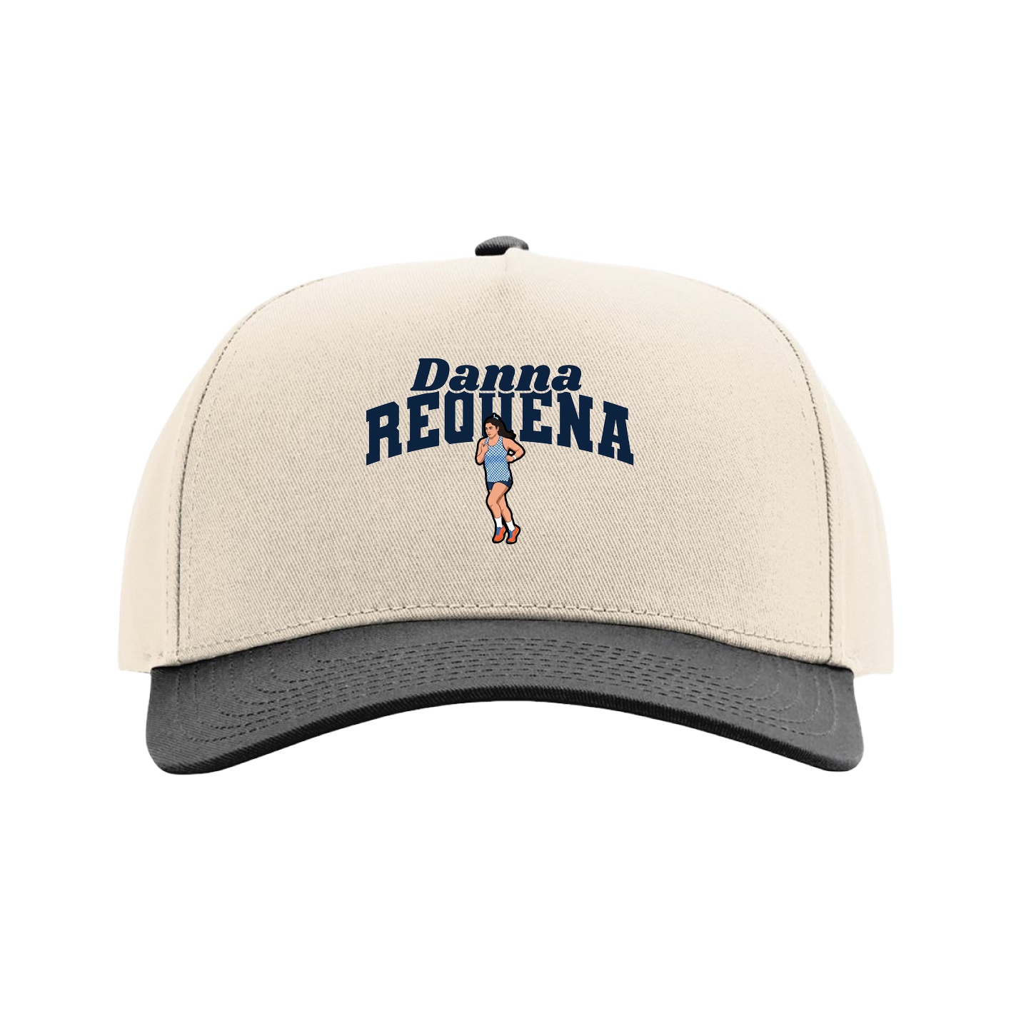 Full Fabric Five-Panel Champ Cap — Signature Arch in Cream/Black