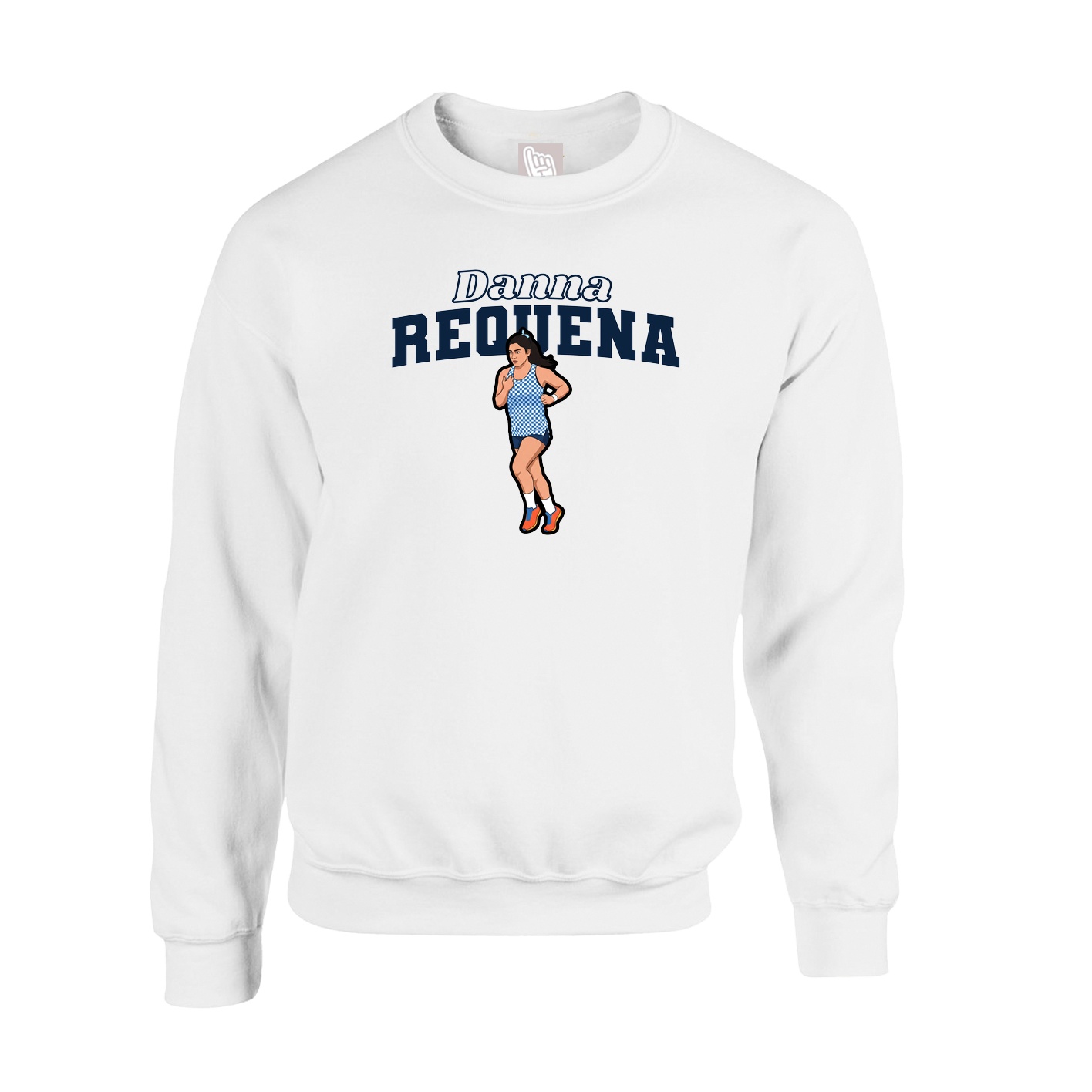 Fleece Crew — Name Arch in White