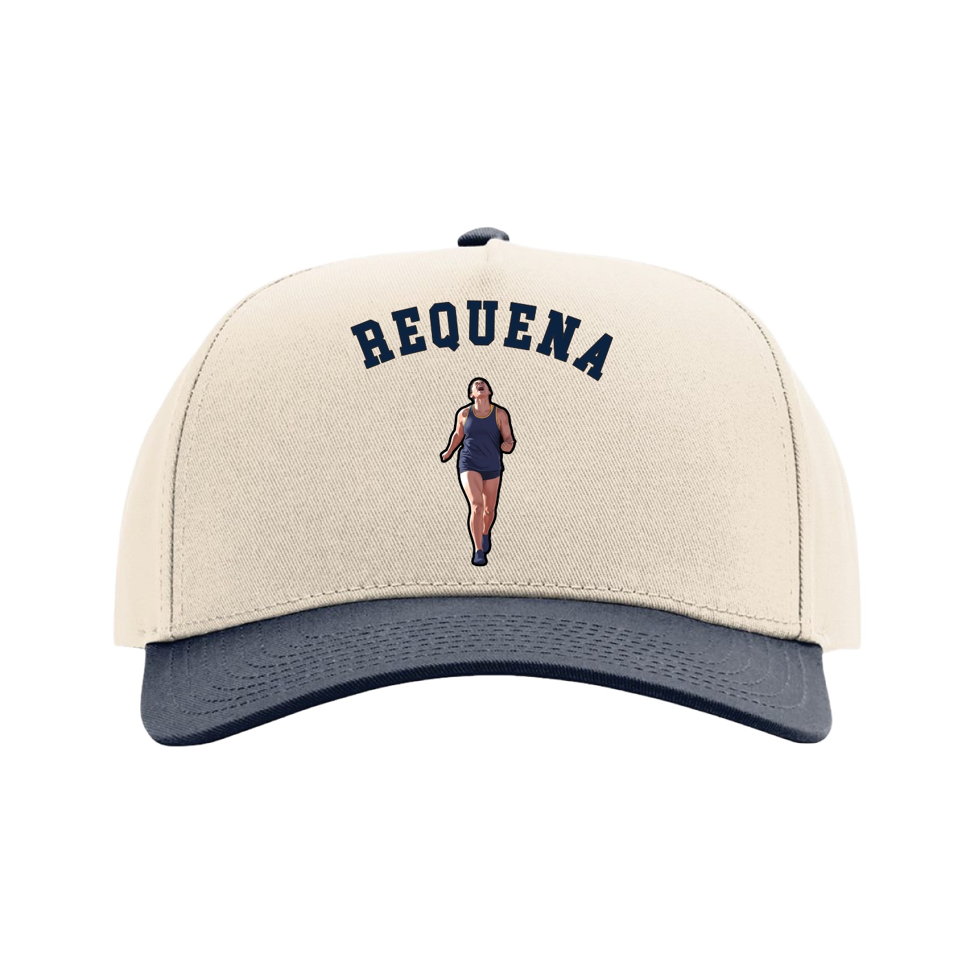 Full Fabric Five-Panel Champ Cap — Shirsey Arch in Cream/Navy