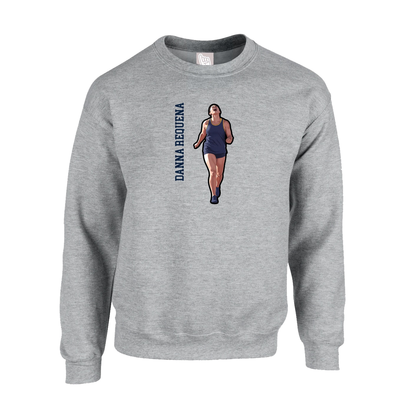 Fleece Crew — Name Vertical in Grey