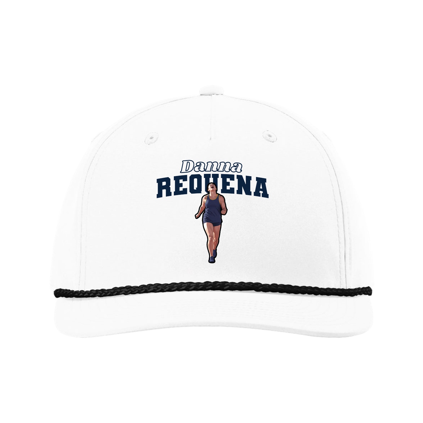 Five-Panel Classic Rope Cap — Name Arch in White
