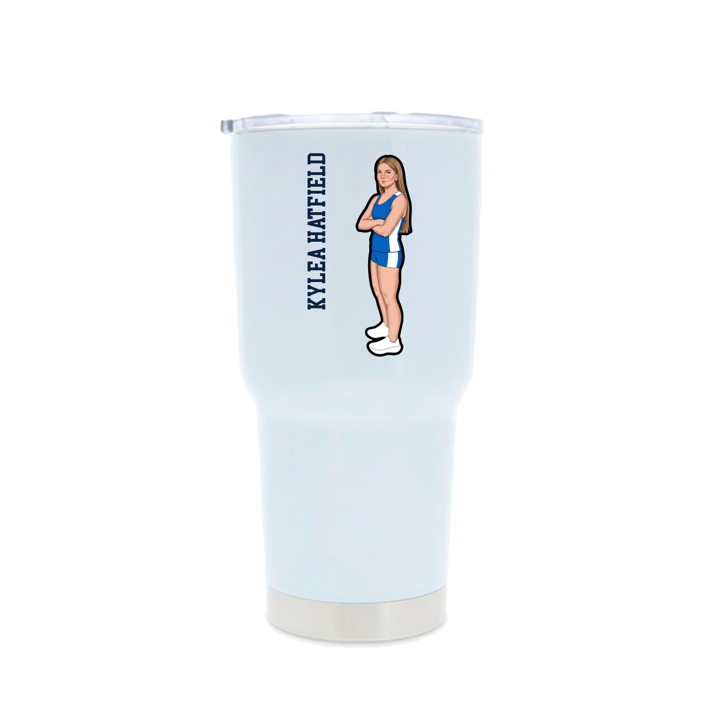 30oz Stainless Steel Tumbler — Name Vertical in White