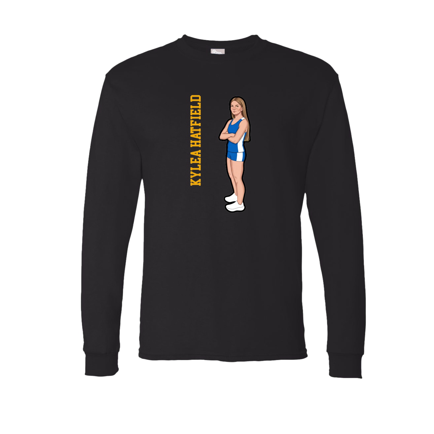 Long Sleeve Tee — Name Vertical in Black
