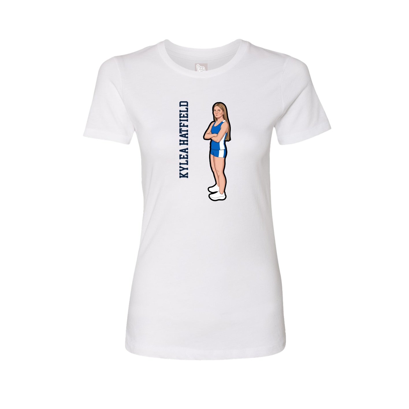 Womens Tee — Name Vertical in White