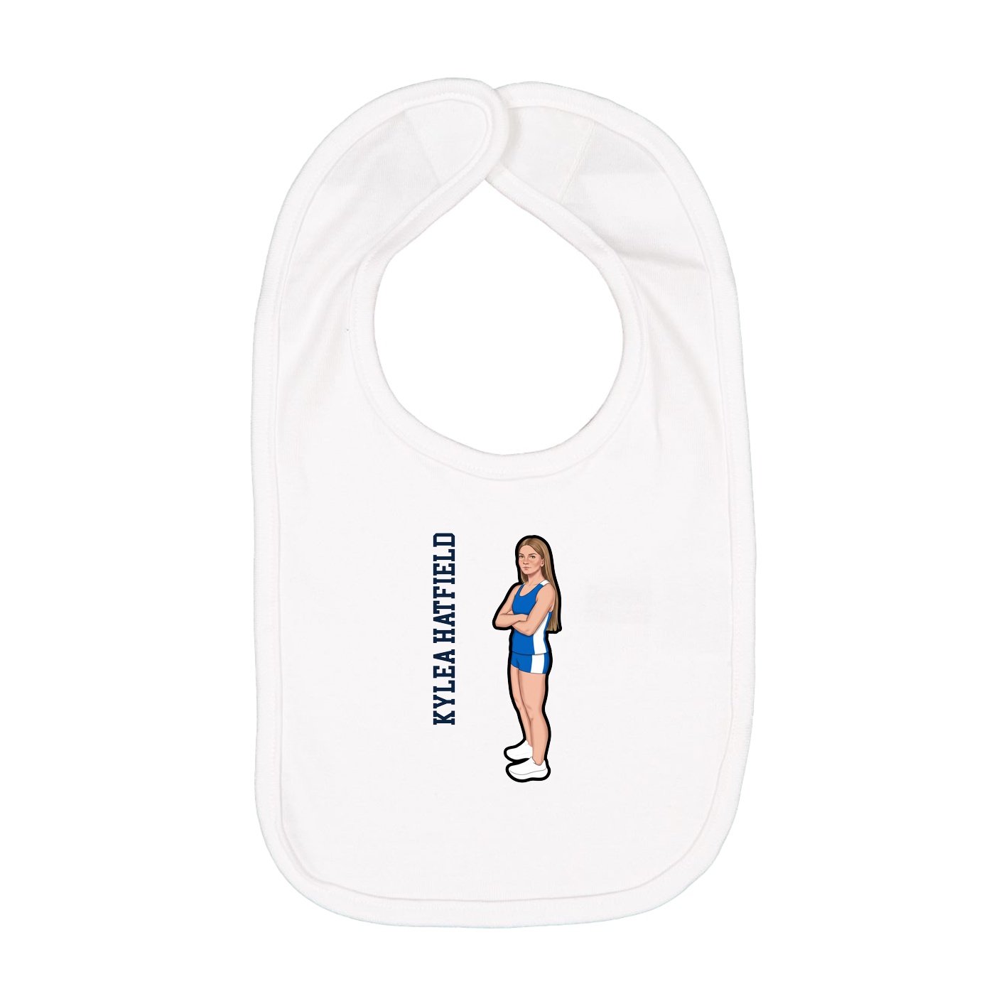 Infant Bib — Name Vertical in White