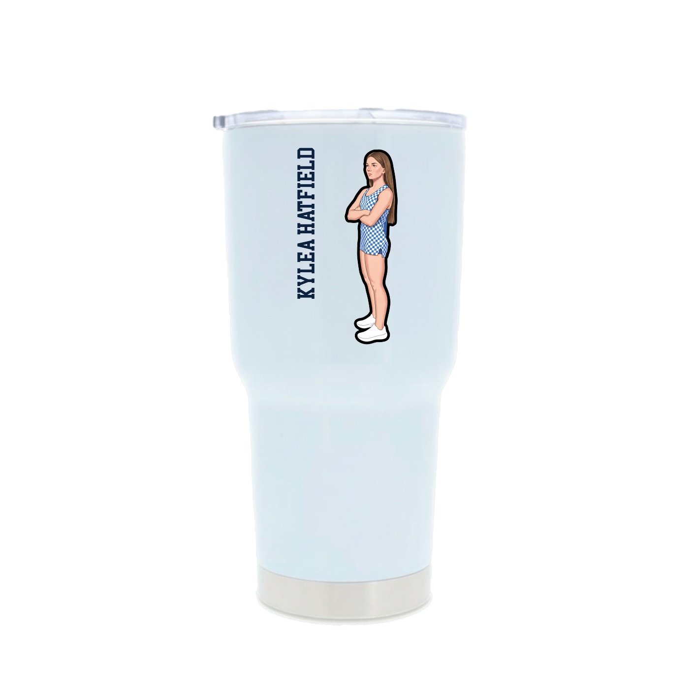 30oz Stainless Steel Tumbler — Name Vertical in White