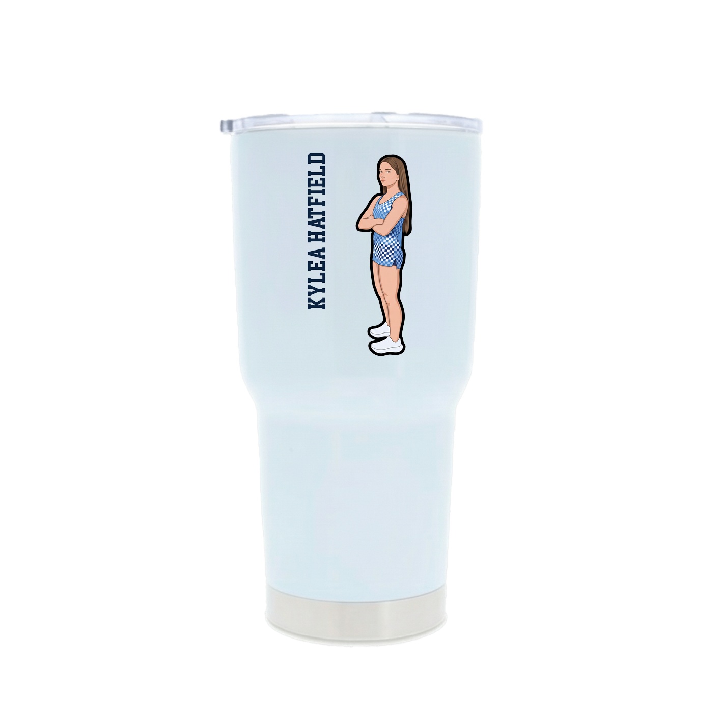 30oz Stainless Steel Tumbler — Name Vertical in White