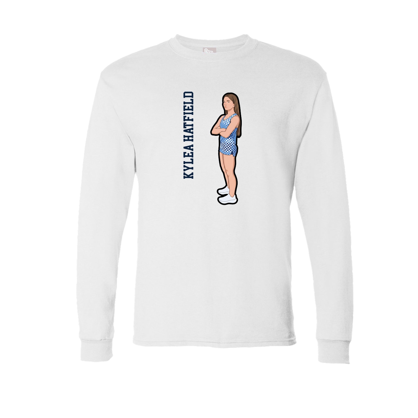 Long Sleeve Tee — Name Vertical in White