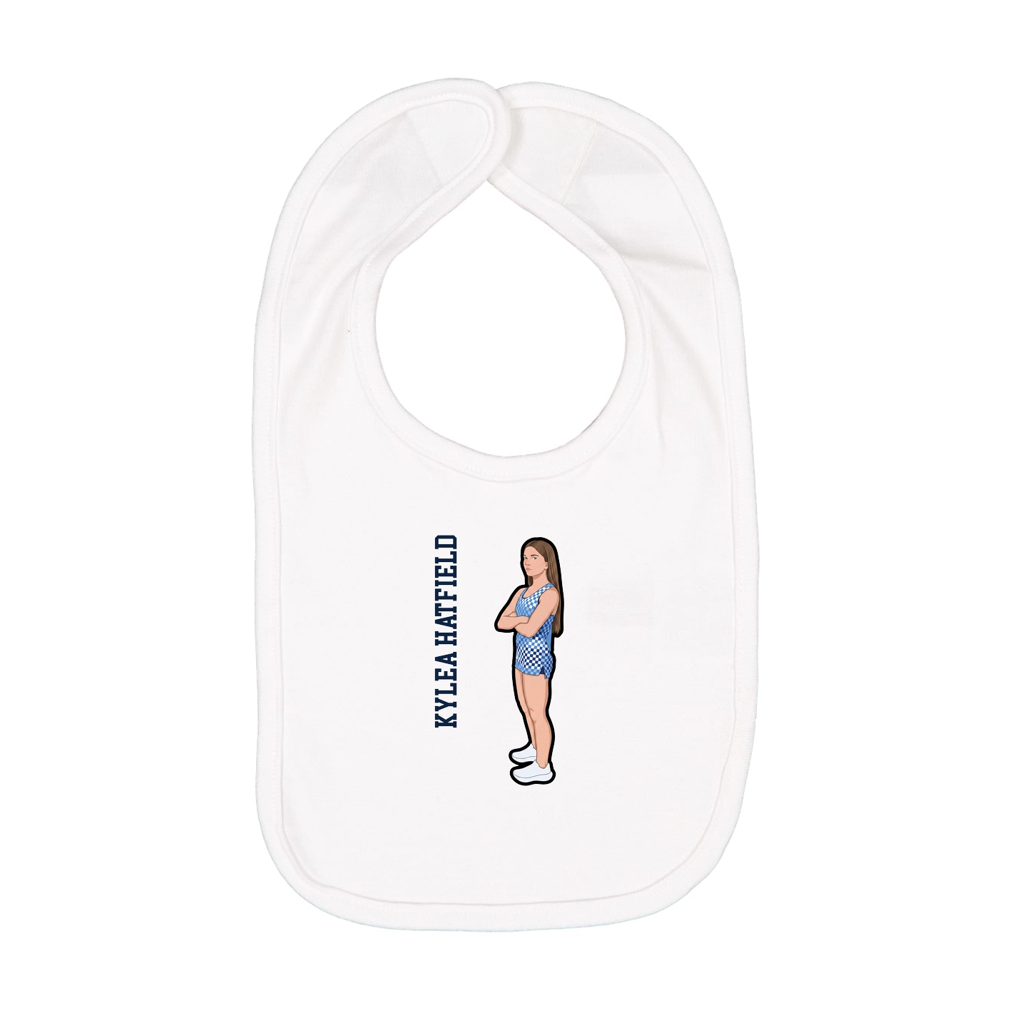 Infant Bib — Name Vertical in White