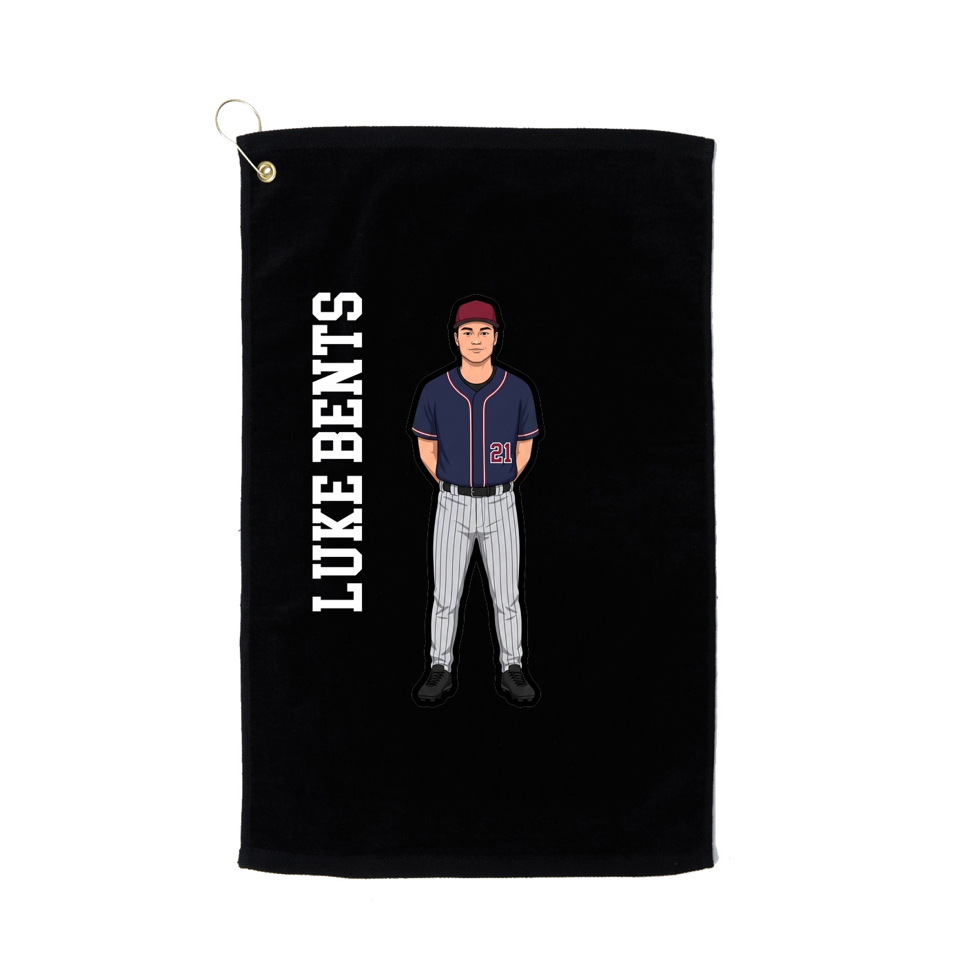 Golf Towel — Name Vertical in Black