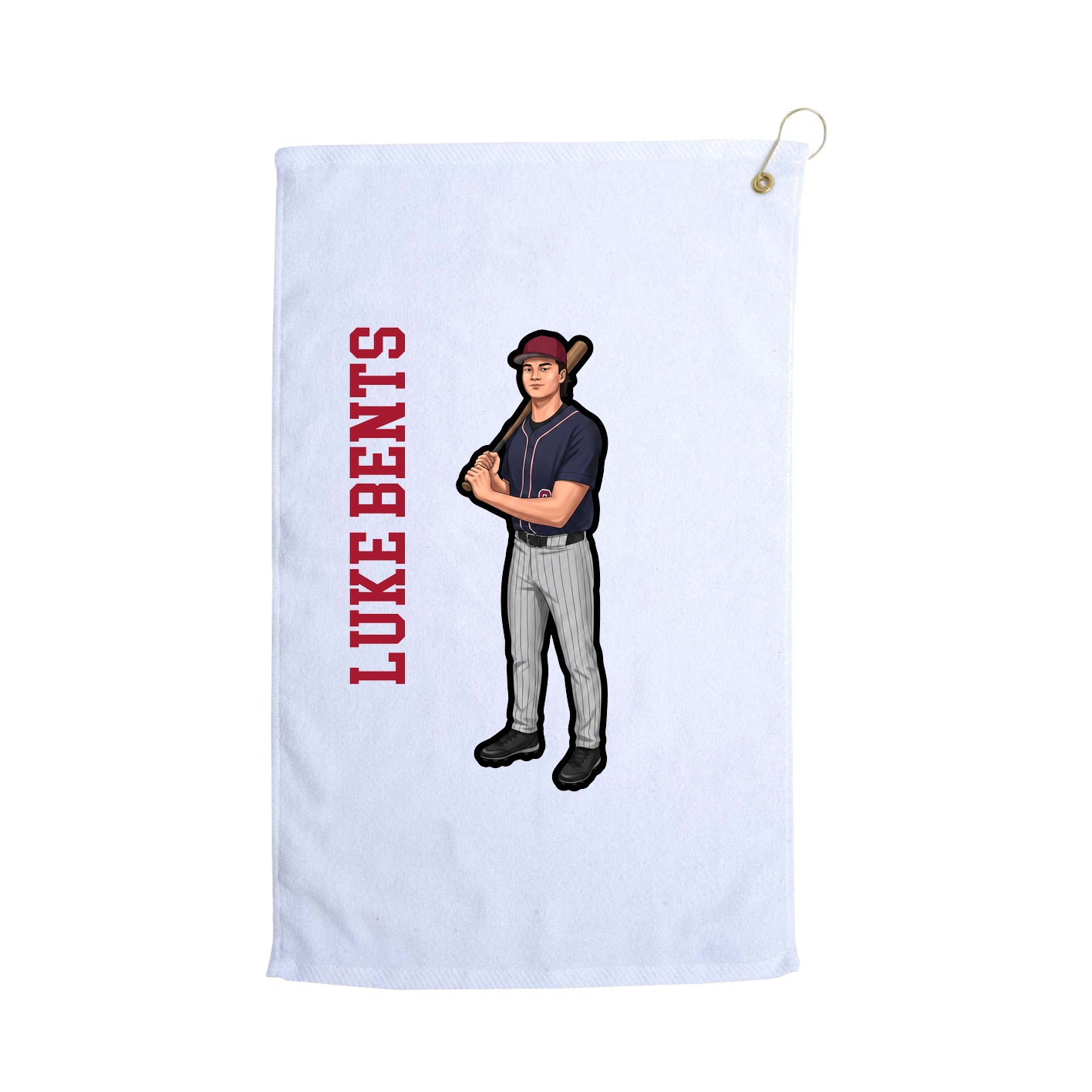 Golf Towel — Name Vertical in White