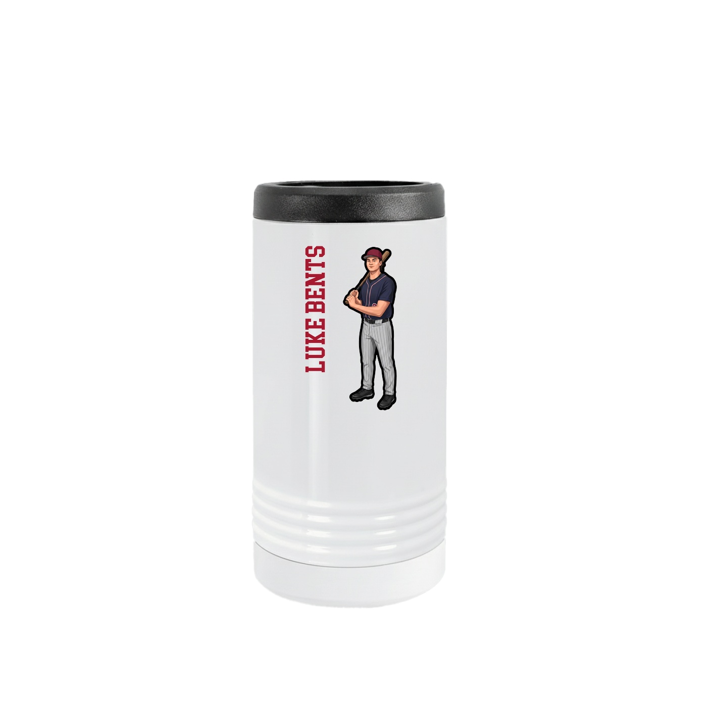 Slim Beverage Holder — Name Vertical in White