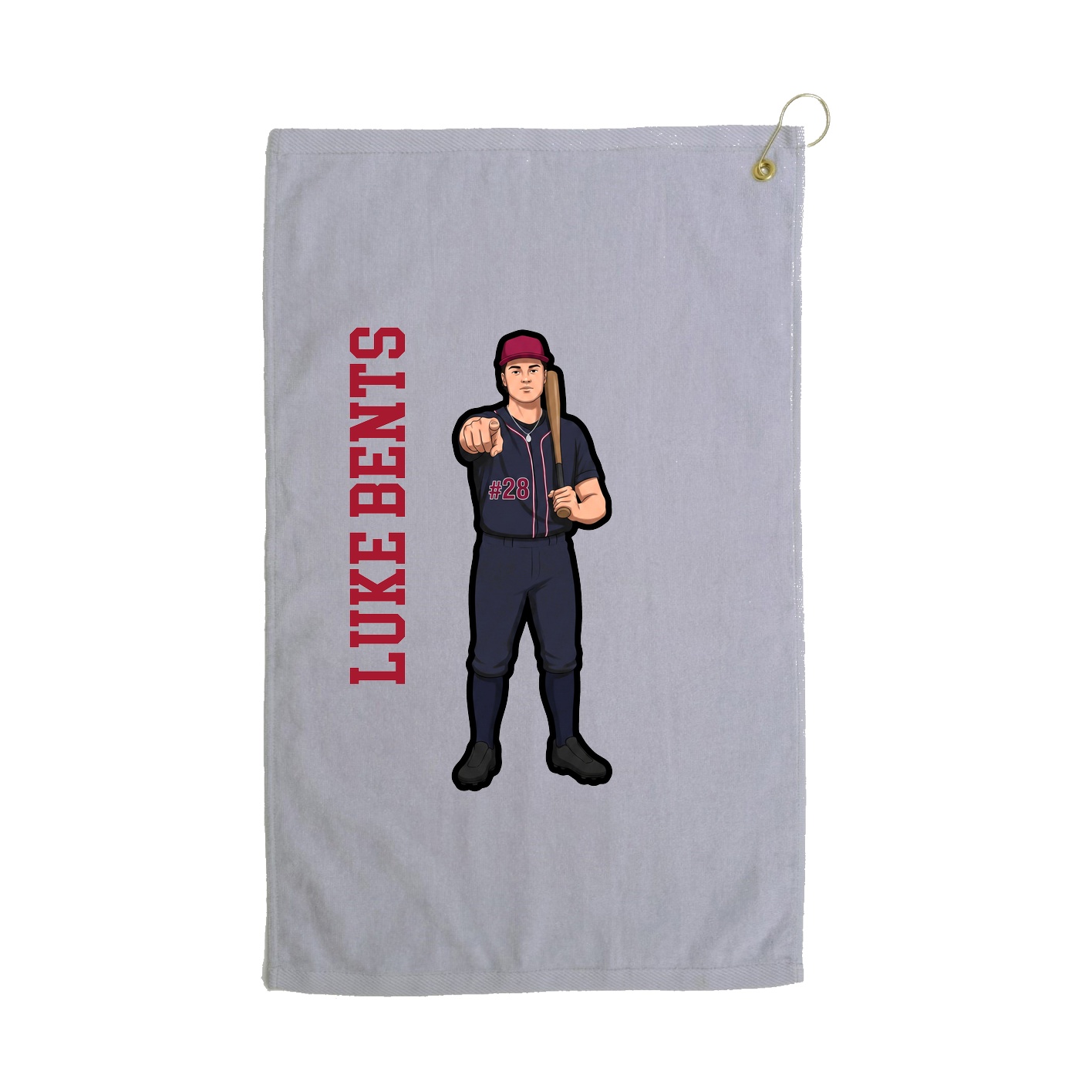 Golf Towel — Name Vertical in Grey