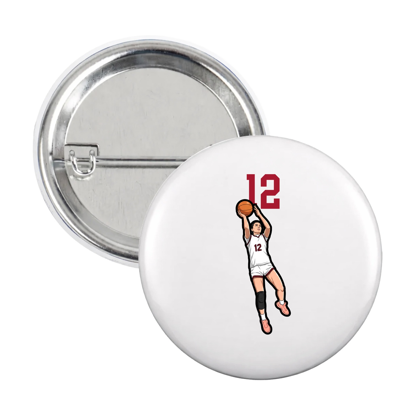 Game Day Button — Number Top in White