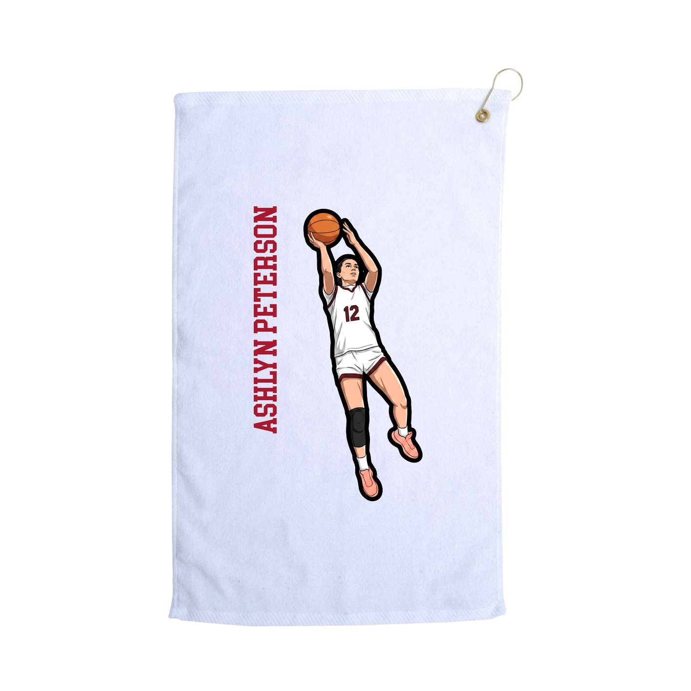 Golf Towel — Name Vertical in White
