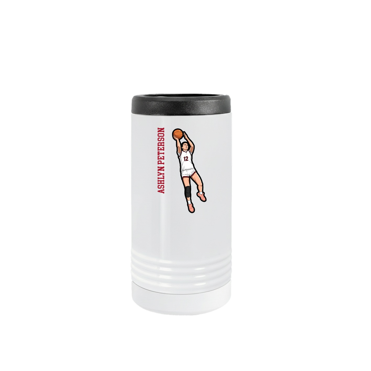 Slim Beverage Holder — Name Vertical in White