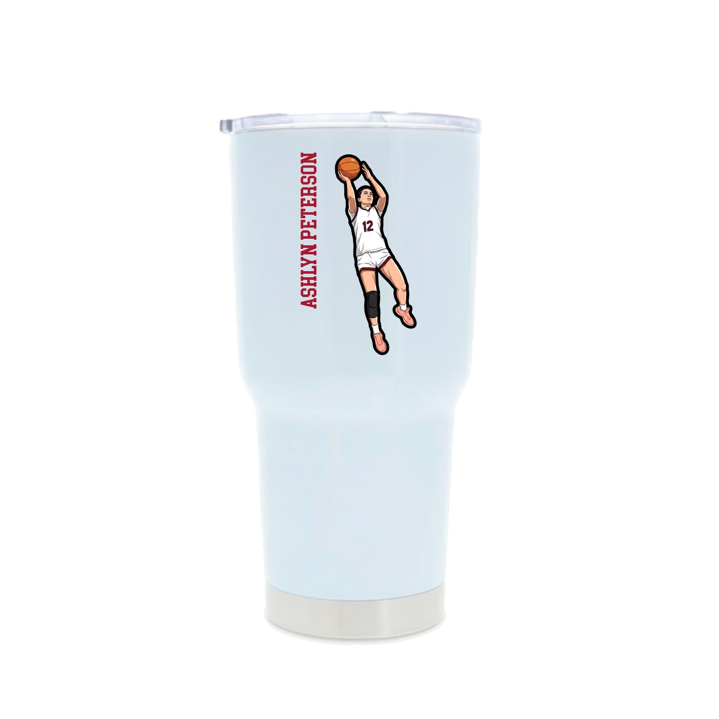 30oz Stainless Steel Tumbler — Name Vertical in White
