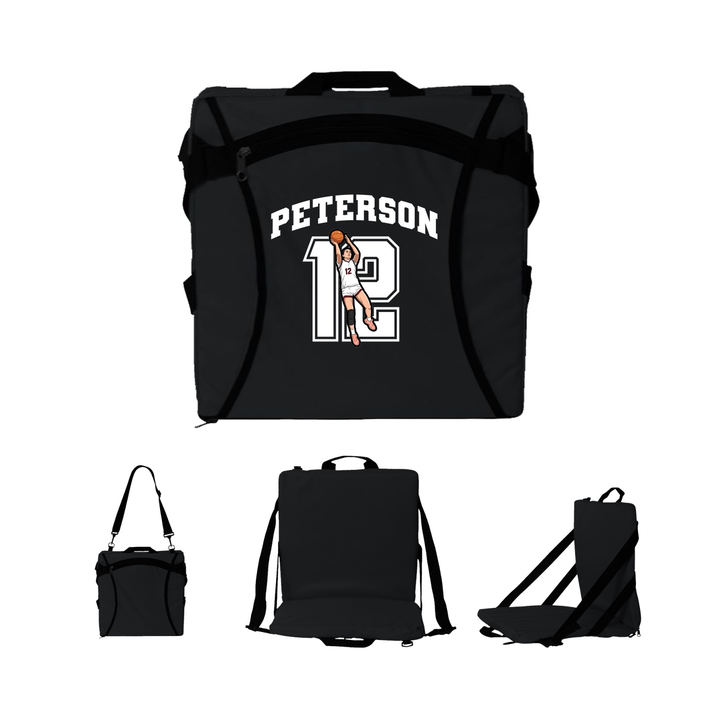 Folding Stadium Seat — Number in Black