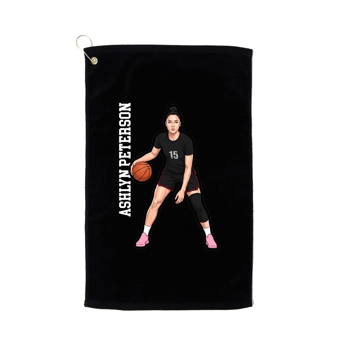 Golf Towel — Name Vertical in Black