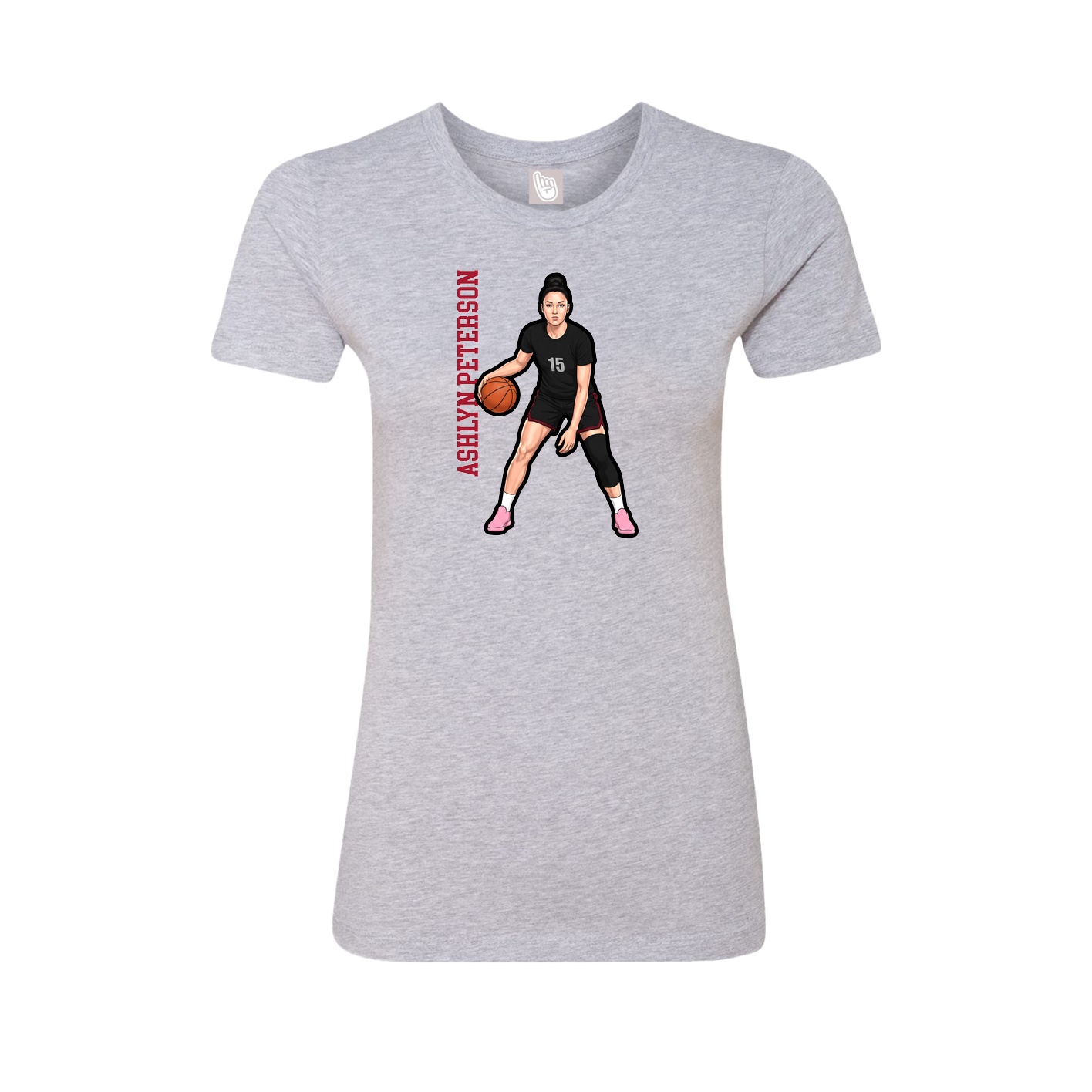 Fitted Women's Tee — Name Vertical in Grey