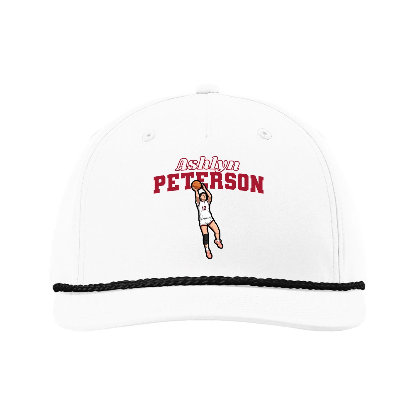 Five-Panel Classic Rope Cap — Name Arch in White