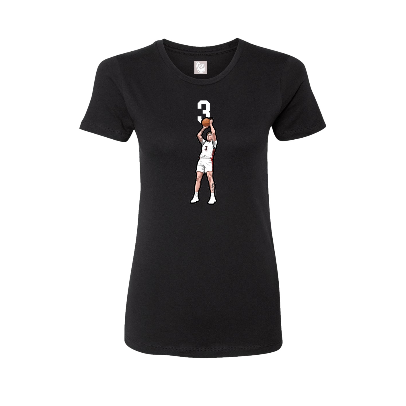 Fitted Women's Tee — Number Top in Black