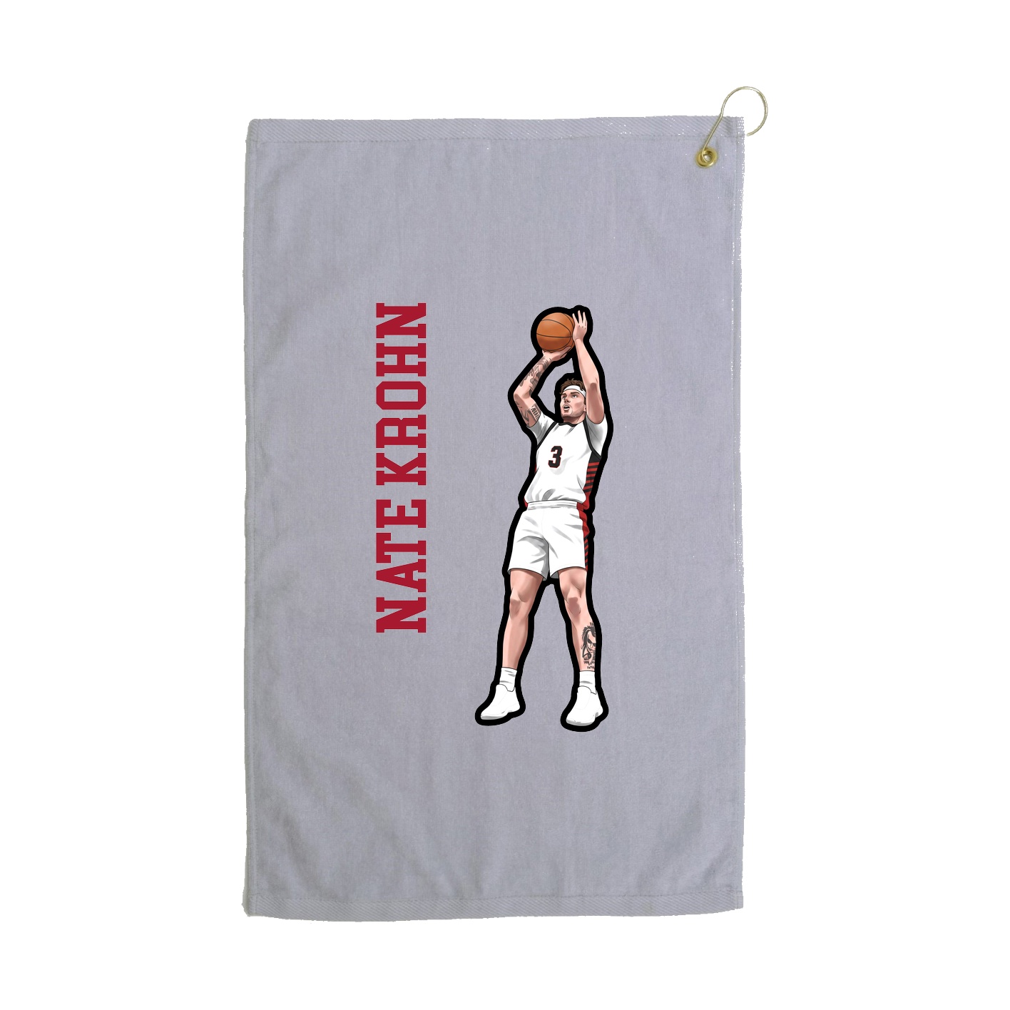 Golf Towel — Name Vertical in Grey