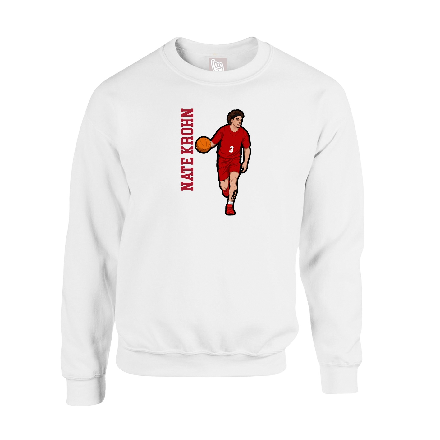 Fleece Crew — Name Vertical in White