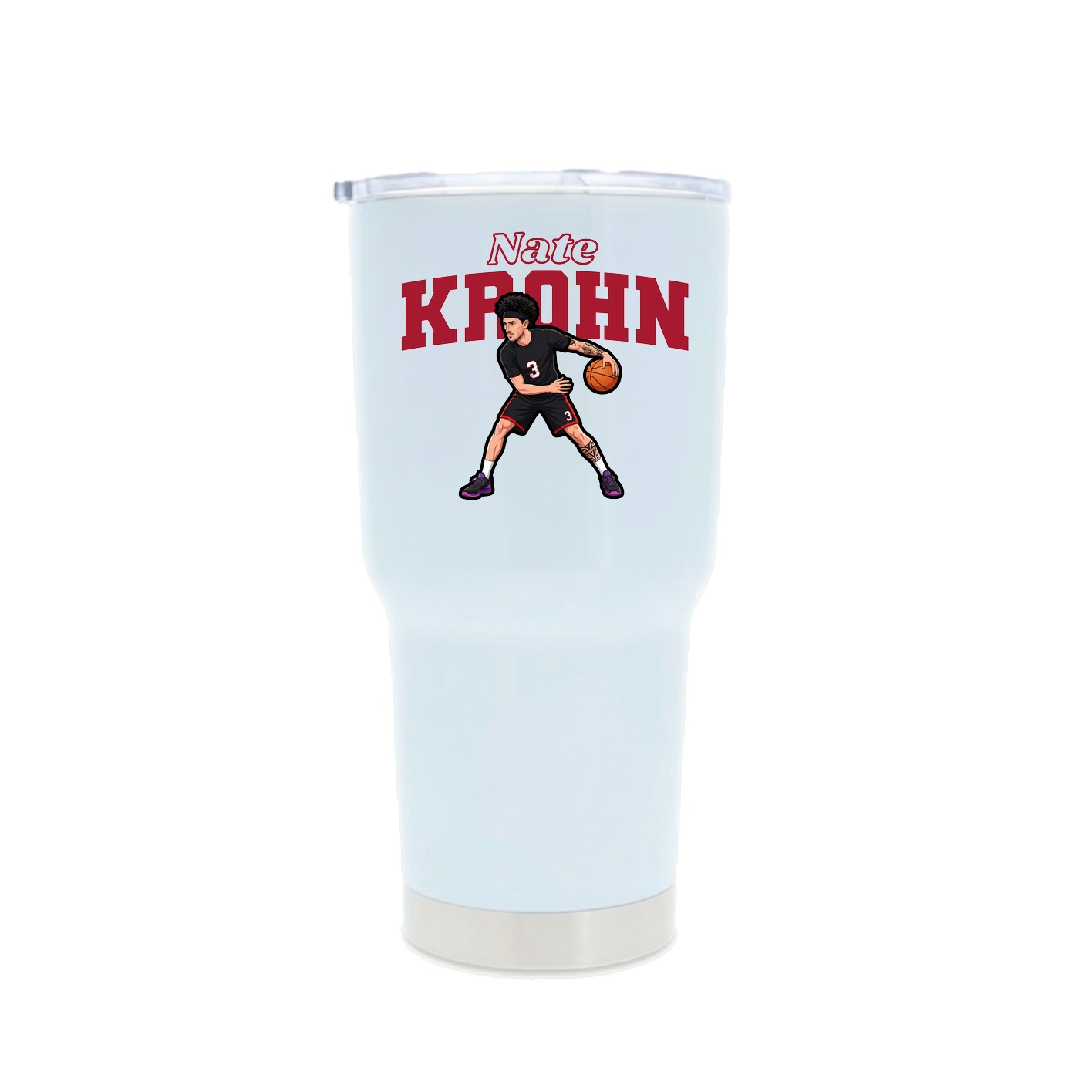 30oz Stainless Steel Tumbler — Name Arch in White