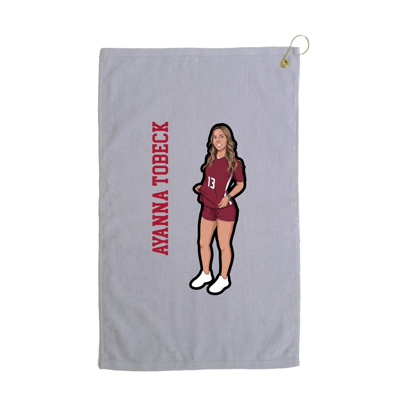Golf Towel — Name Vertical in Grey