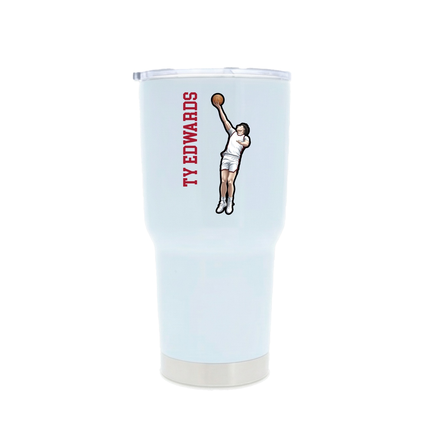 30oz Stainless Steel Tumbler — Name Vertical in White