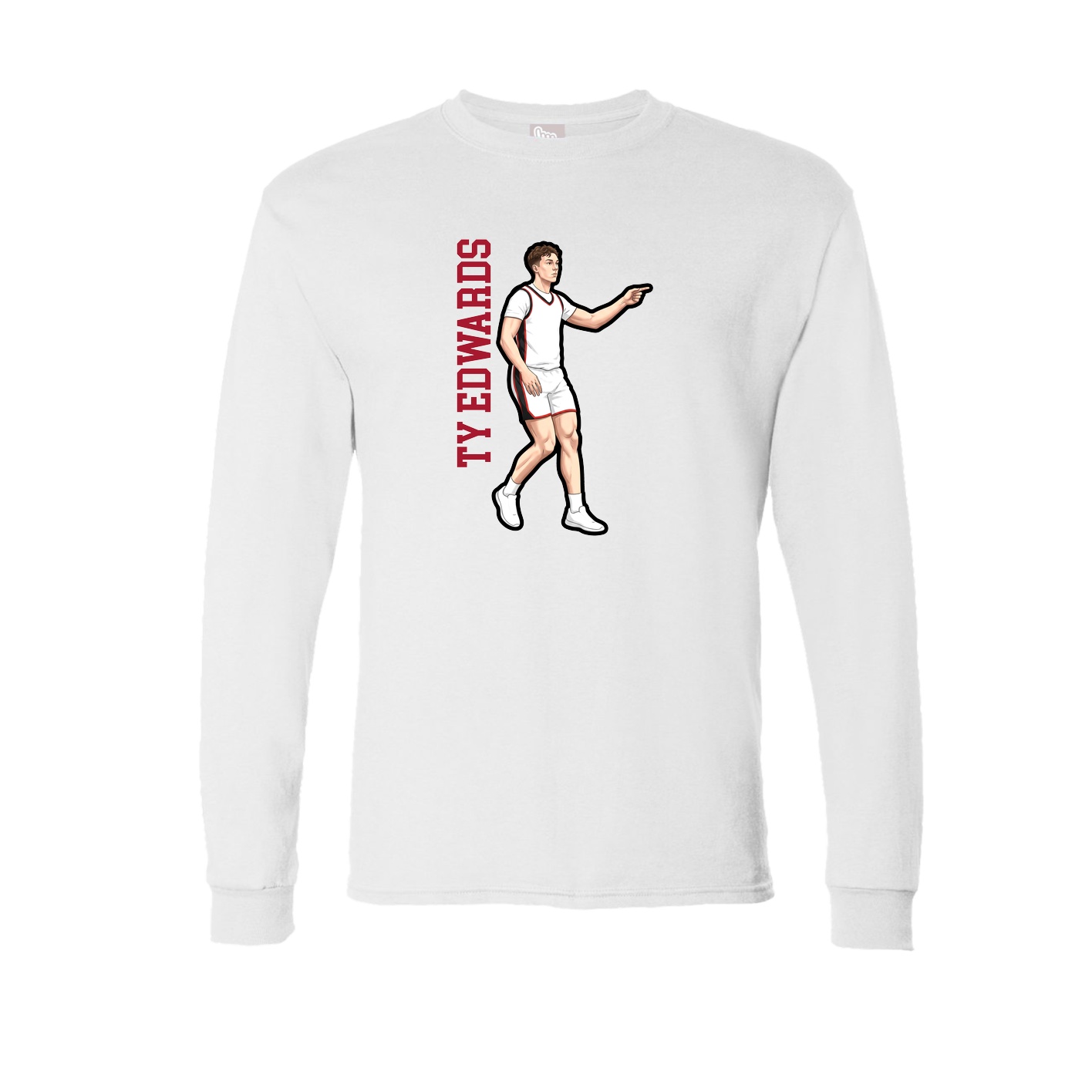 Long Sleeve Tee — Name Vertical in White