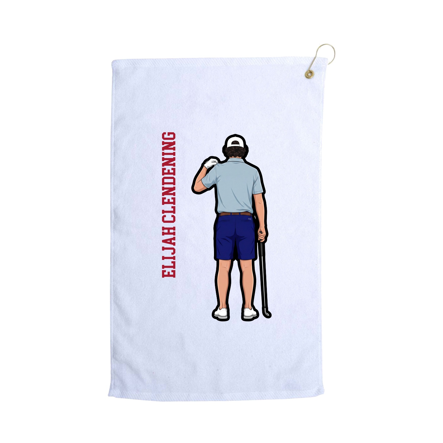 Golf Towel — Name Vertical in White