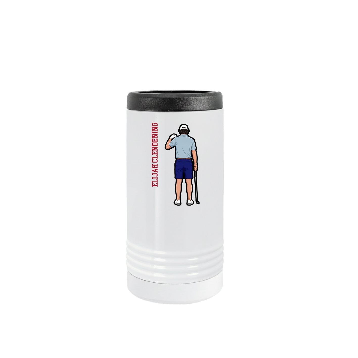 Slim Beverage Holder — Name Vertical in White