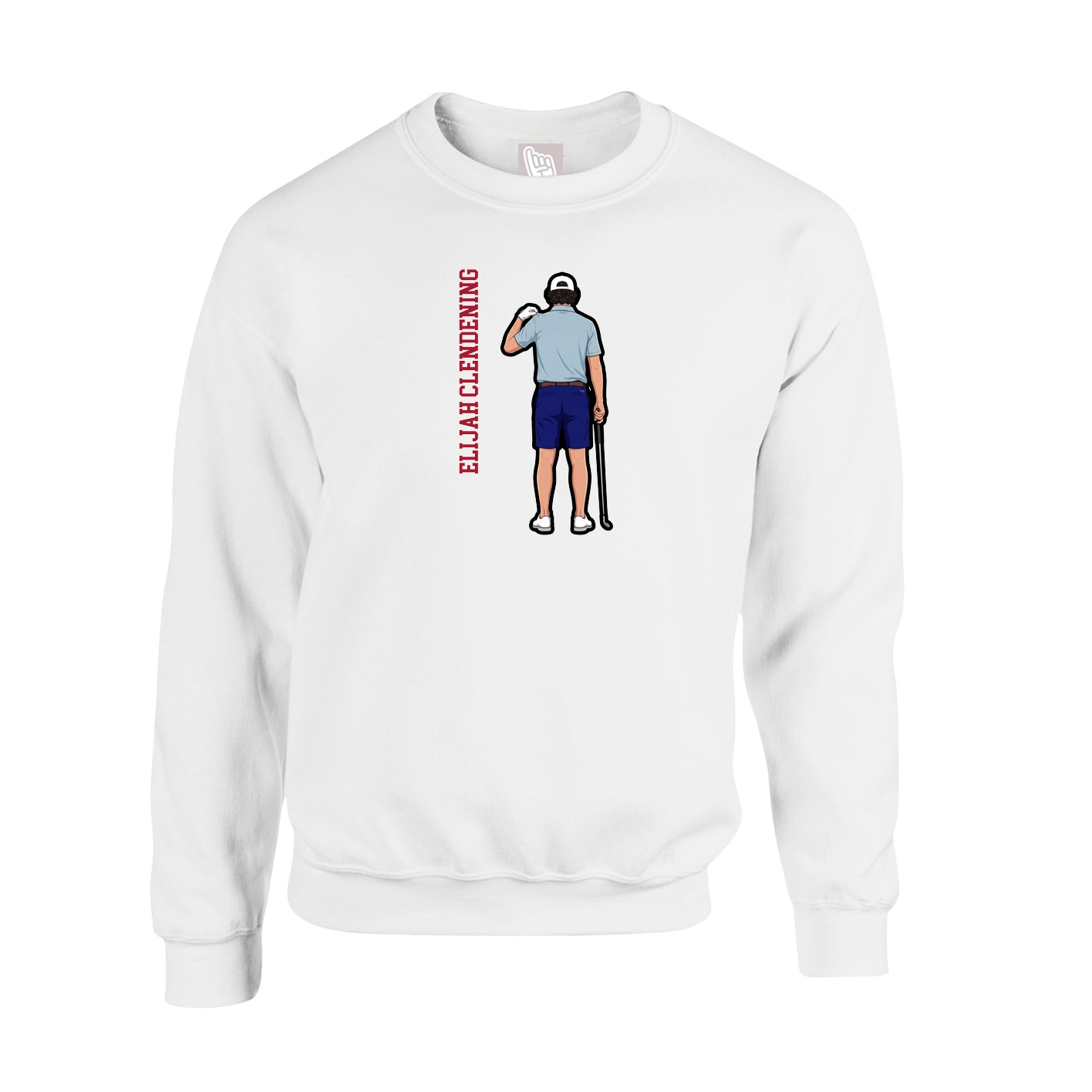 Fleece Crew — Name Vertical in White