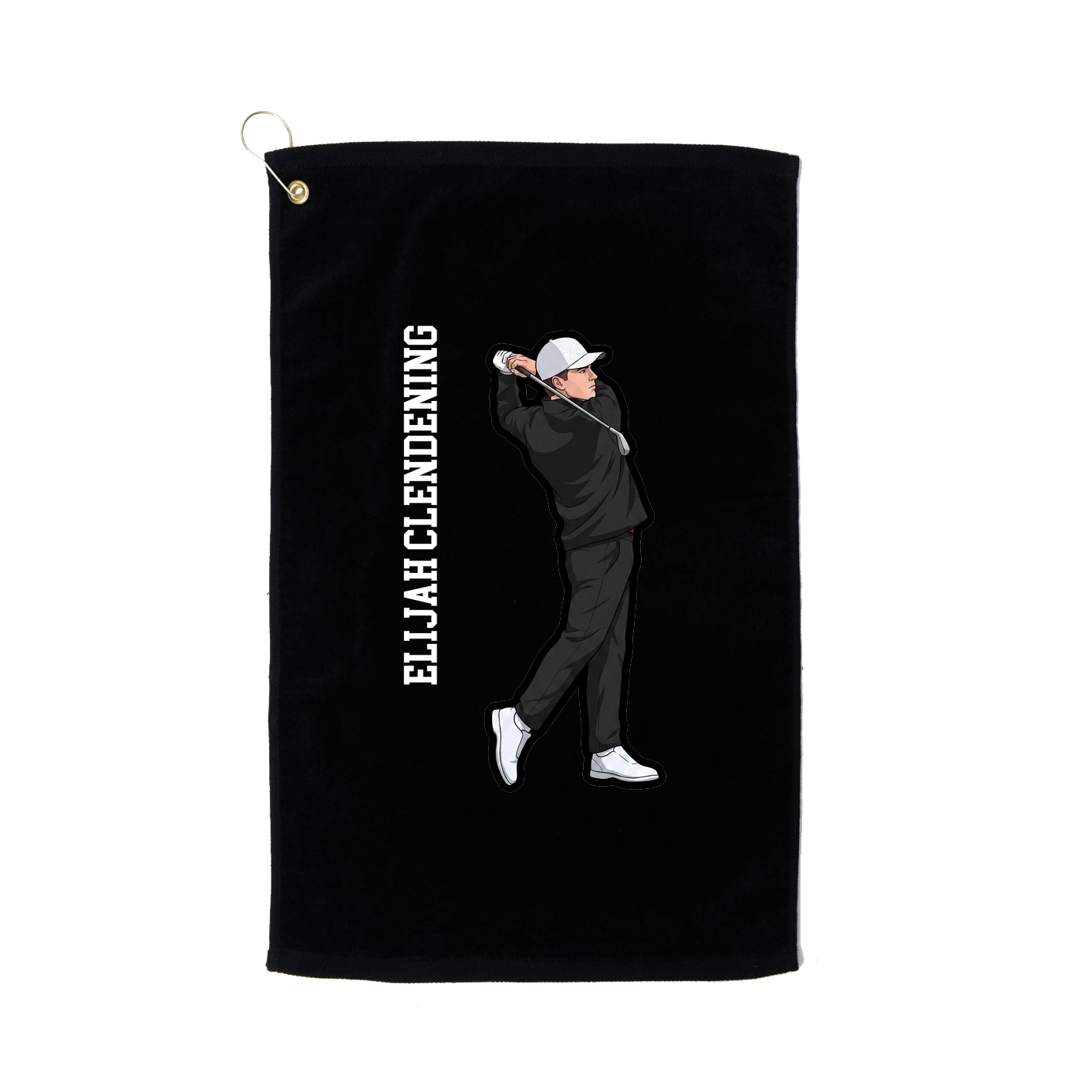 Golf Towel — Name Vertical in Black