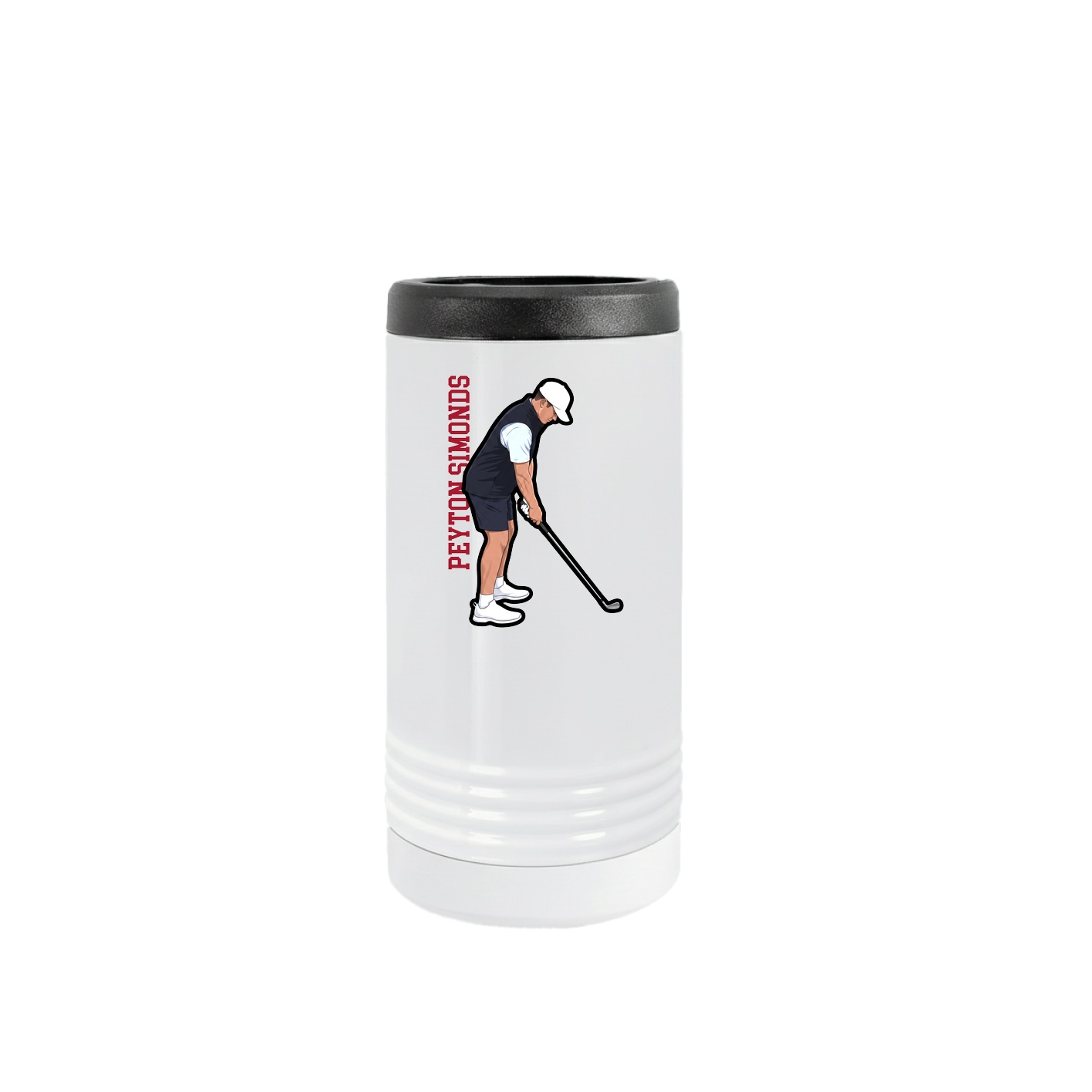 Slim Beverage Holder — Name Vertical in White