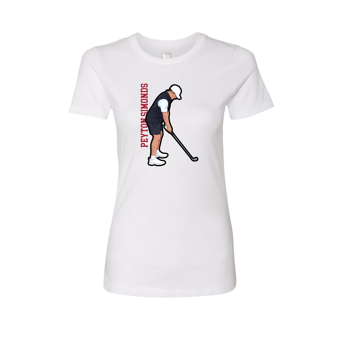 Fitted Women's Tee — Name Vertical in White