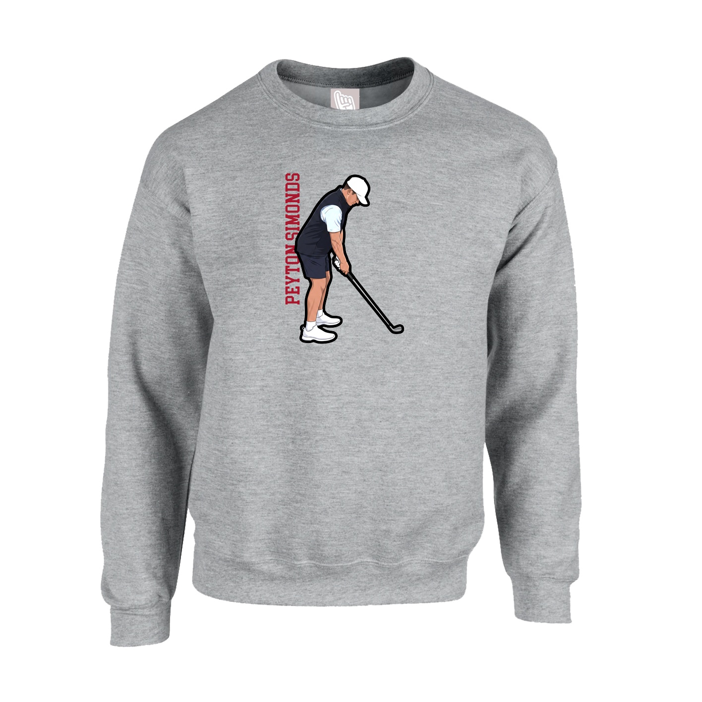 Fleece Crew — Name Vertical in Grey